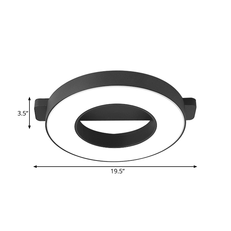 Weiß/Schwarze Ring-Deckeneinbauleuchte Einfache Metall-LED-Wohnzimmereinbauleuchte in Warmweiß, 16,5"/19,5"/23,5" Durchmesser