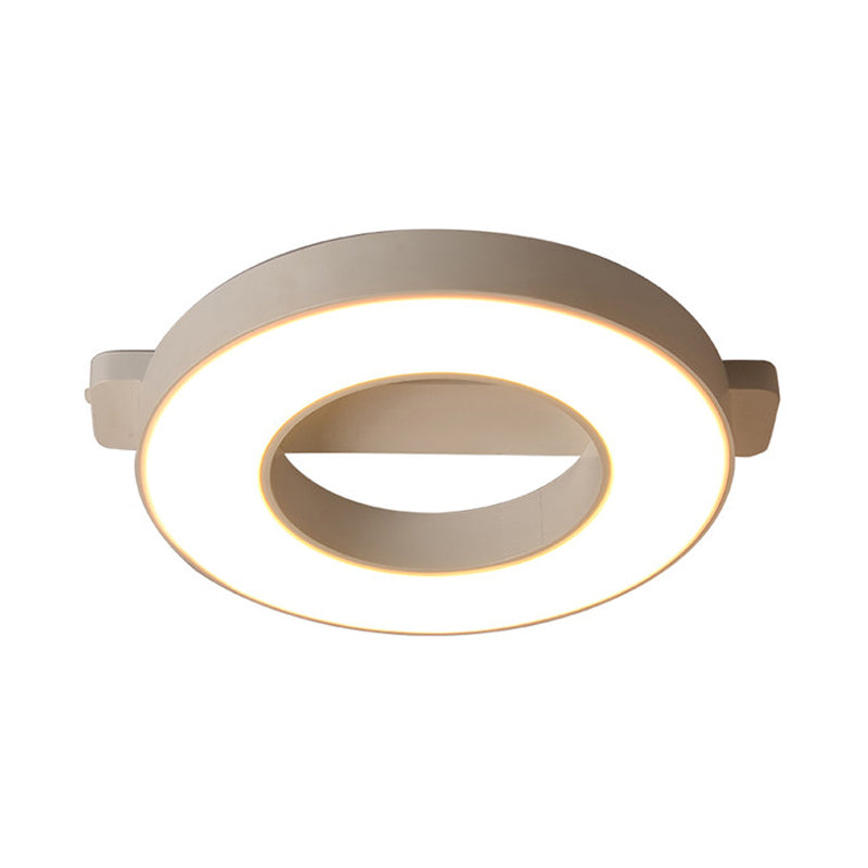 Lampada da incasso a soffitto ad anello bianco/nero Lampada da incasso a LED in metallo semplice per soggiorno in bianco caldo/bianco, diametro 16,5"/19,5"/23,5"