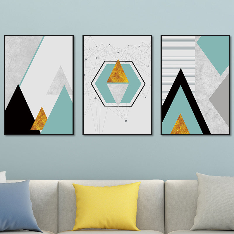 Soft Color Geometric Shape Canvas Print Abstract Modern Textured Wall Art Set for Home