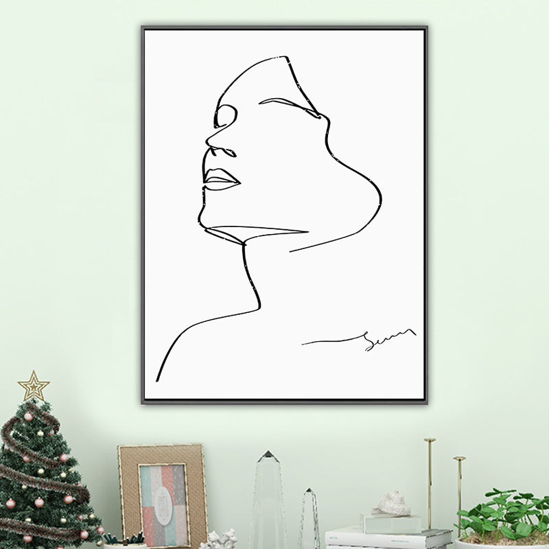 Minimalism Boy Painting Character Sketch in White Wall Art Decor, Multiple Sizes