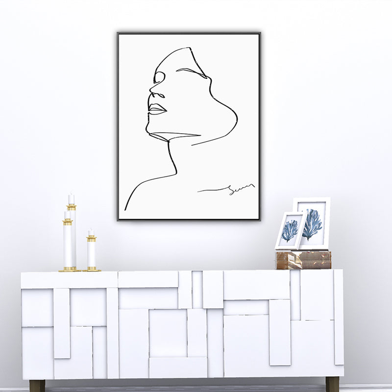 Minimalism Boy Painting Character Sketch in White Wall Art Decor, Multiple Sizes