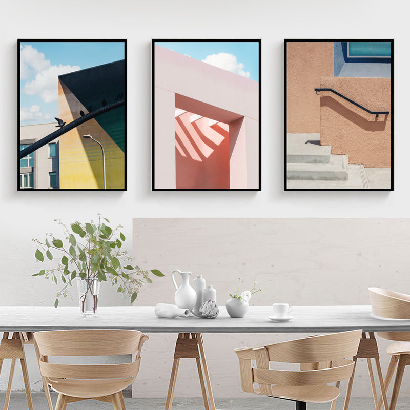 Illustrations Building Wall Art Decor Textured Scandinavian Dining Room Canvas Print