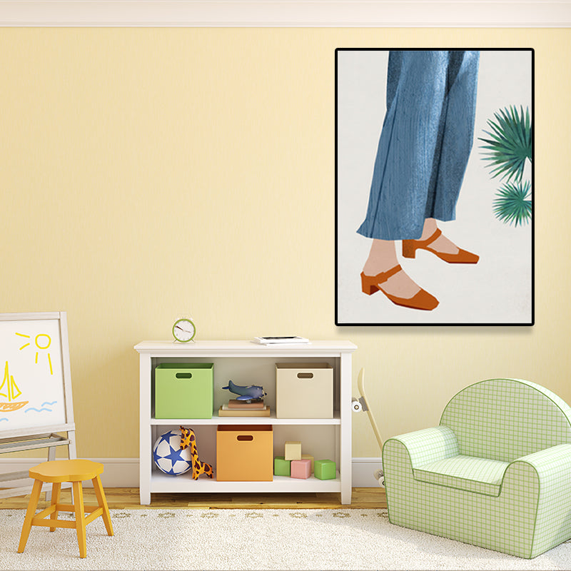 Scandinavian Fashion Girl Wall Decor Pastel Color Canvas Print for Living Room (Multiple Sizes)