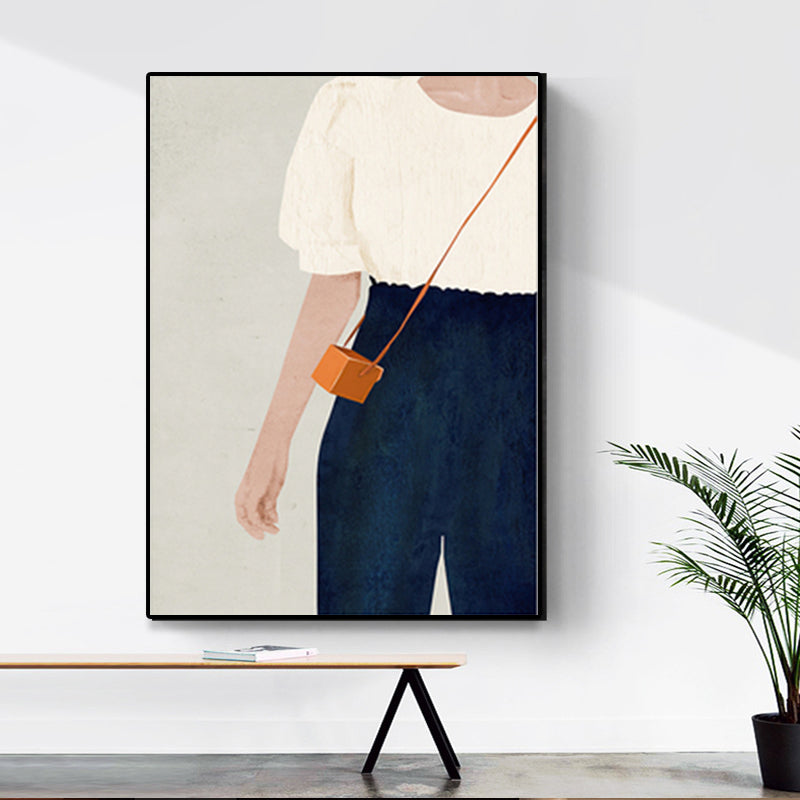 Scandinavian Fashion Girl Wall Decor Pastel Color Canvas Print for Living Room (Multiple Sizes)