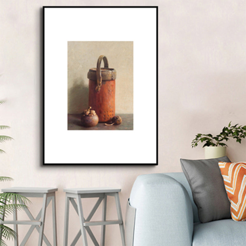 Scandinavian Illustrations Bucket Wall Art Decor Orange Canvas Print for Living Room