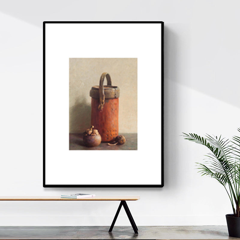 Scandinavian Illustrations Bucket Wall Art Decor Orange Canvas Print for Living Room