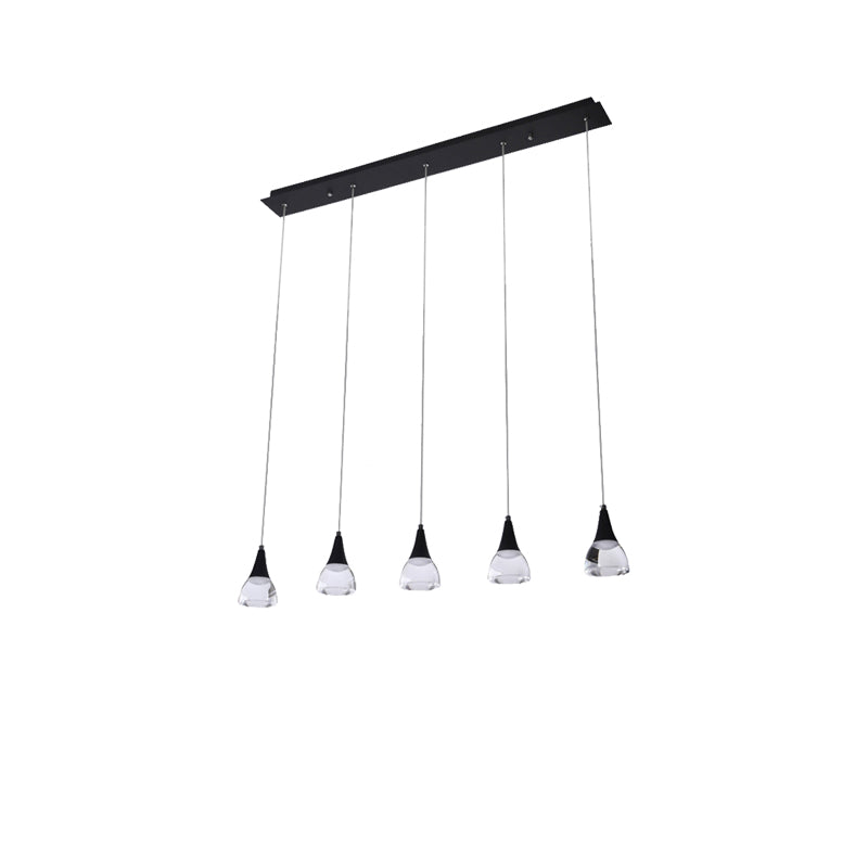 Cluster conique Pendant Pendre acrylique moderne 5/6 Light Black suspendu plafonnier pour le salon de la chambre