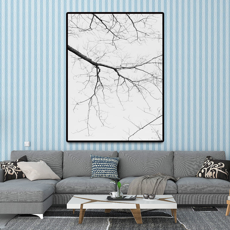 Minimalism Bare Tree Branch Canvas in Grey Textured Wall Art Decor for Living Room