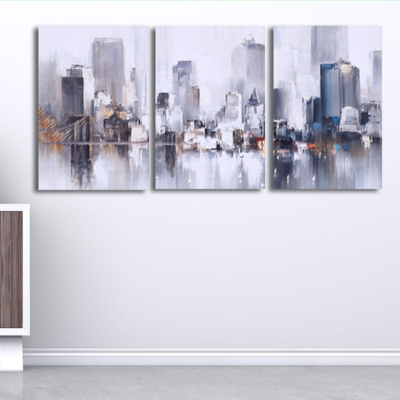 Cityscape Oil Painting Canvas Print Multi-Piece Modern Living Room Wall Art