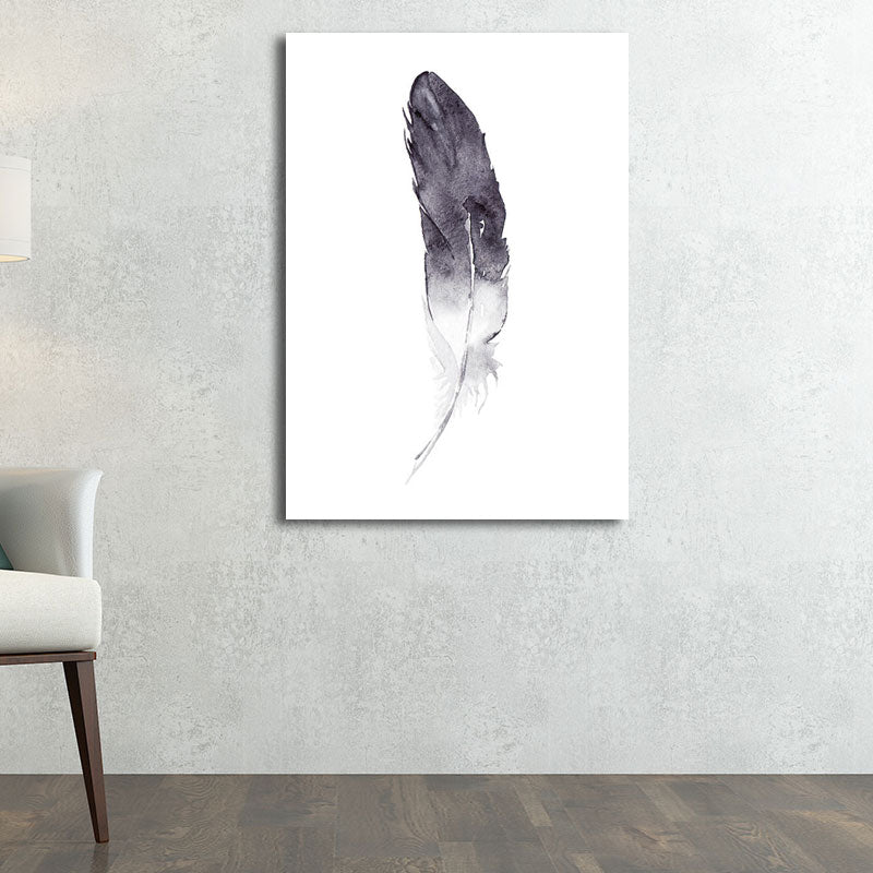 Minimalist Watercolor Feather Art Print Purple Textured Wall Decor for House Interior