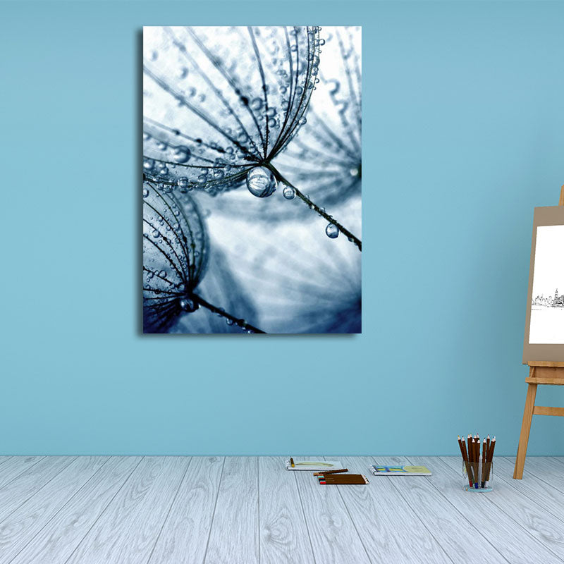 Leaf with Dew Canvas Art Nordic Textured Living Room Wall Decoration in Soft Color