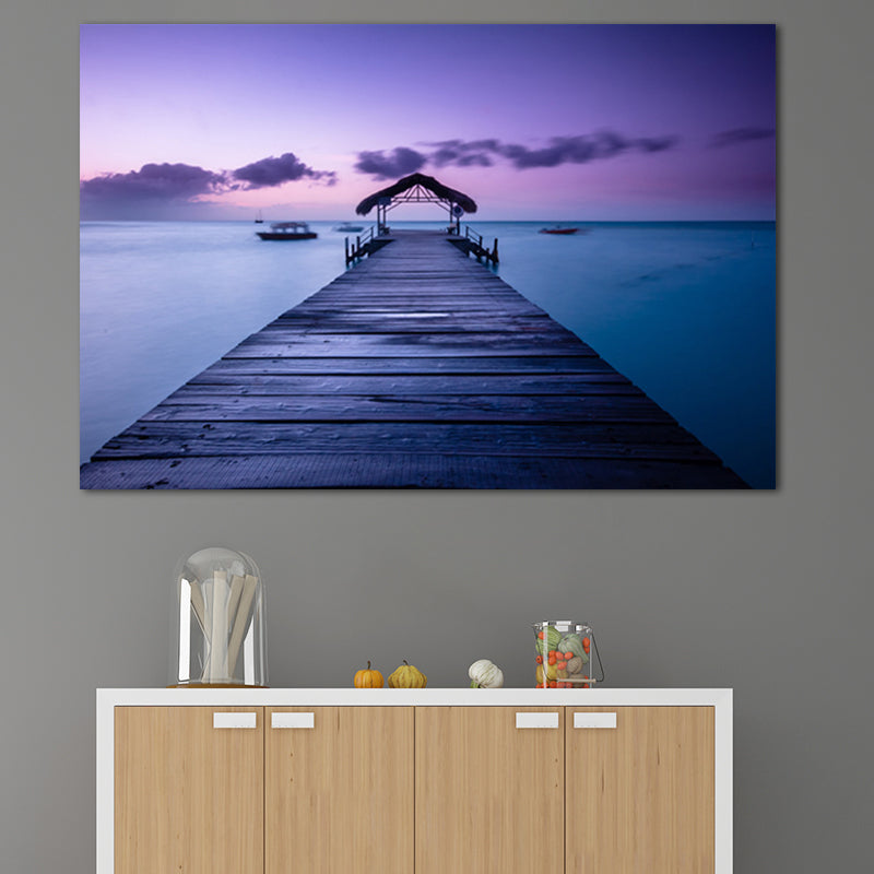 Bridge to the Sea Canvas Pastel Color Modern Style Wall Art Decor for Living Room