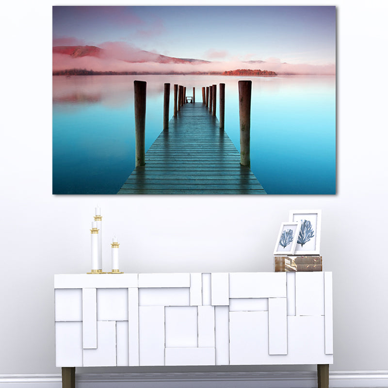 Bridge to the Sea Canvas Pastel Color Modern Style Wall Art Decor for Living Room