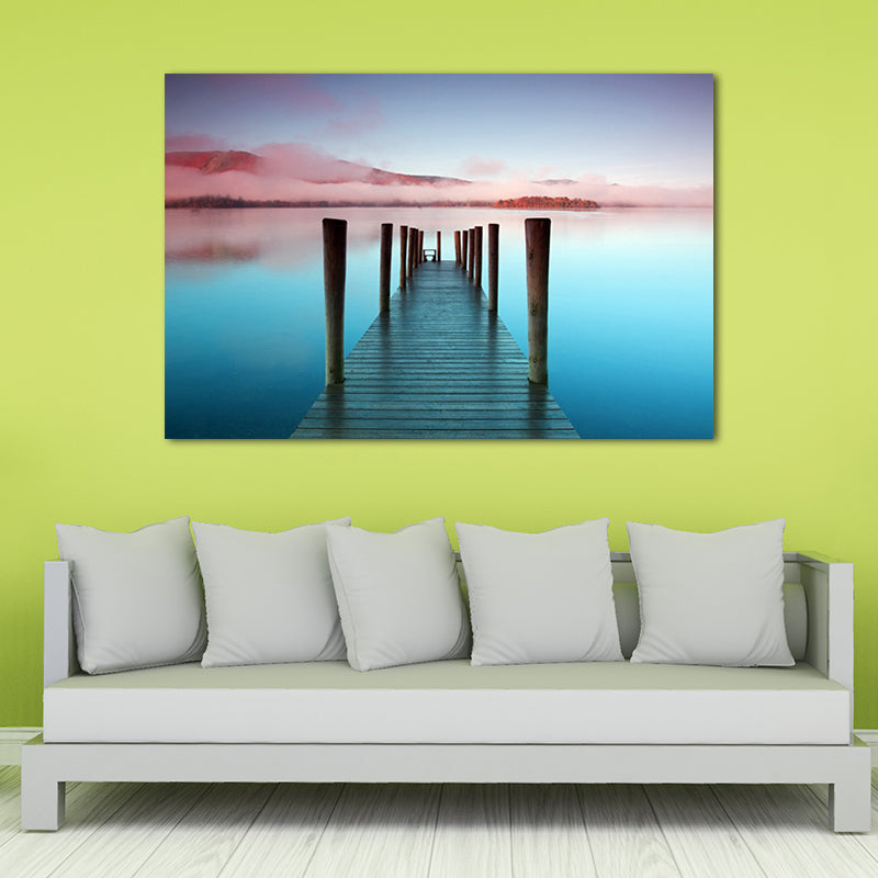 Bridge to the Sea Canvas Pastel Color Modern Style Wall Art Decor for Living Room