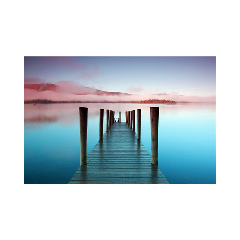 Bridge to the Sea Canvas Pastel Color Modern Style Wall Art Decor for Living Room