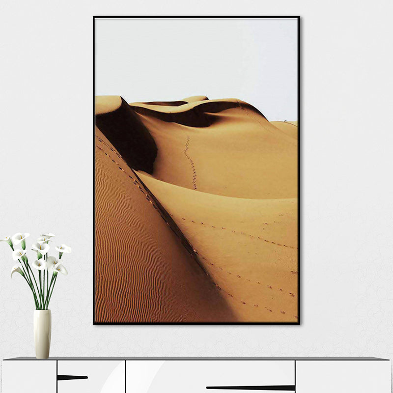 Desert Dunes Landscape Wall Art Print Modernism Textured Dining Room Canvas in Yellow