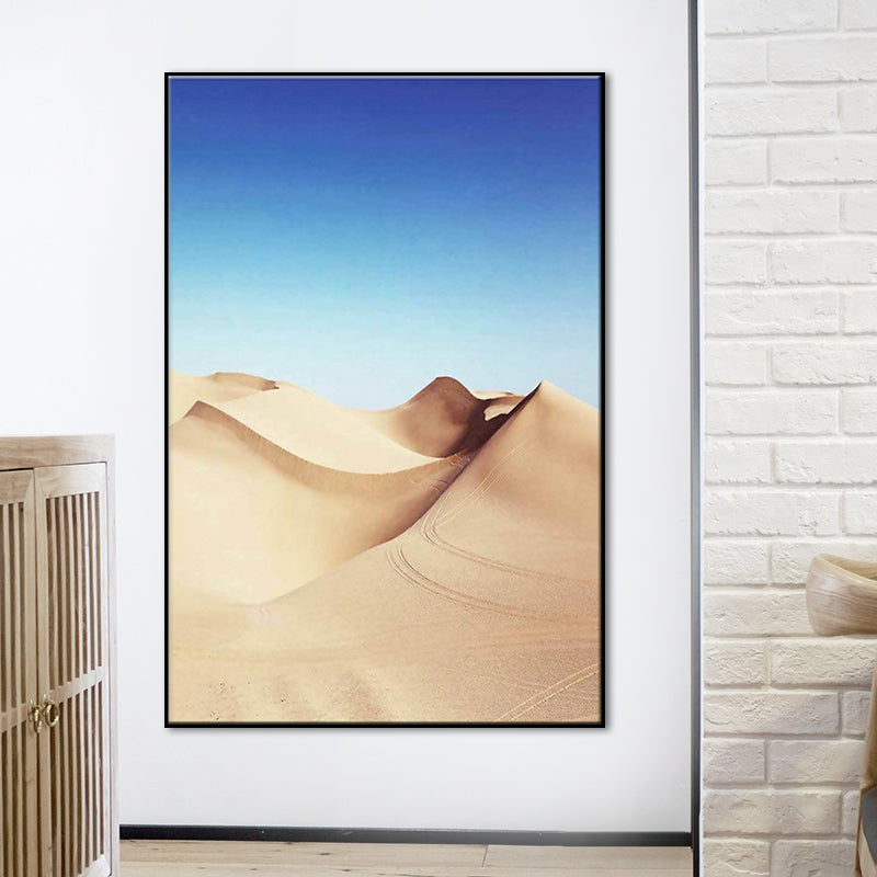 Desert Dunes Landscape Wall Art Print Modernism Textured Dining Room Canvas in Yellow