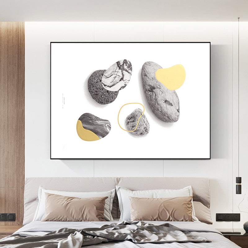 Nordic Stone Canvas Art Grey and White Abstract Pattern Wall Decoration for Bedroom