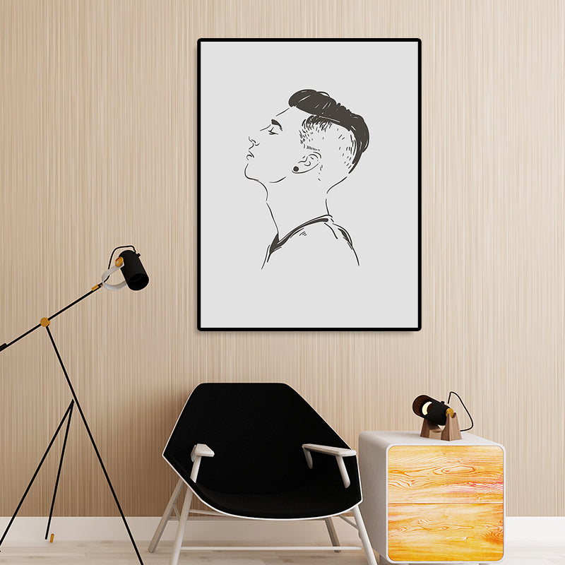 Textured Handsome Boy Portrait Art Canvas Minimalism Wall Art Print for Girls Bedroom