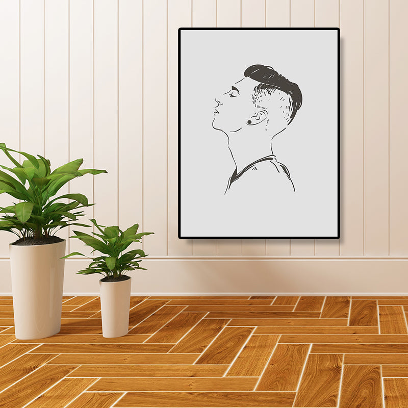 Textured Handsome Boy Portrait Art Canvas Minimalism Wall Art Print for Girls Bedroom