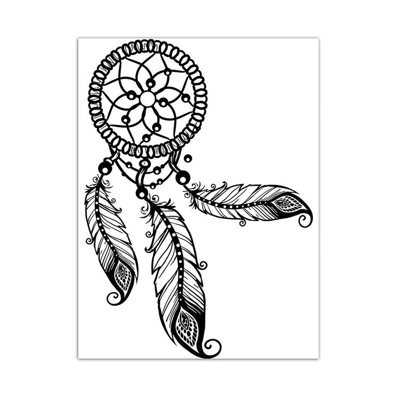 Charcoal Drawing Minimalism Style Art Dreamcatcher in White, Multiple Sizes Options