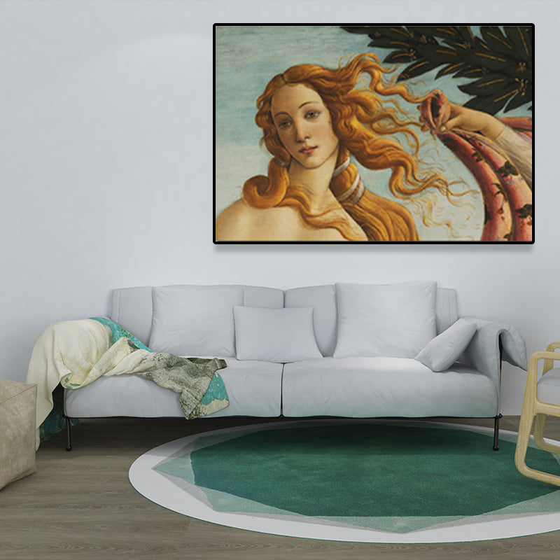 Religious Birth of Venus Painting Traditional Textured Canvas Wall Art in Yellow