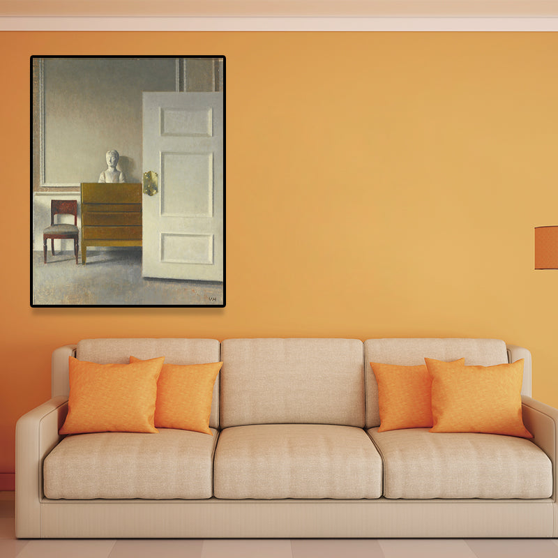 Inside the Room Wall Art Pastel Color Nostalgic Canvas Print for Home Gallery, Textured