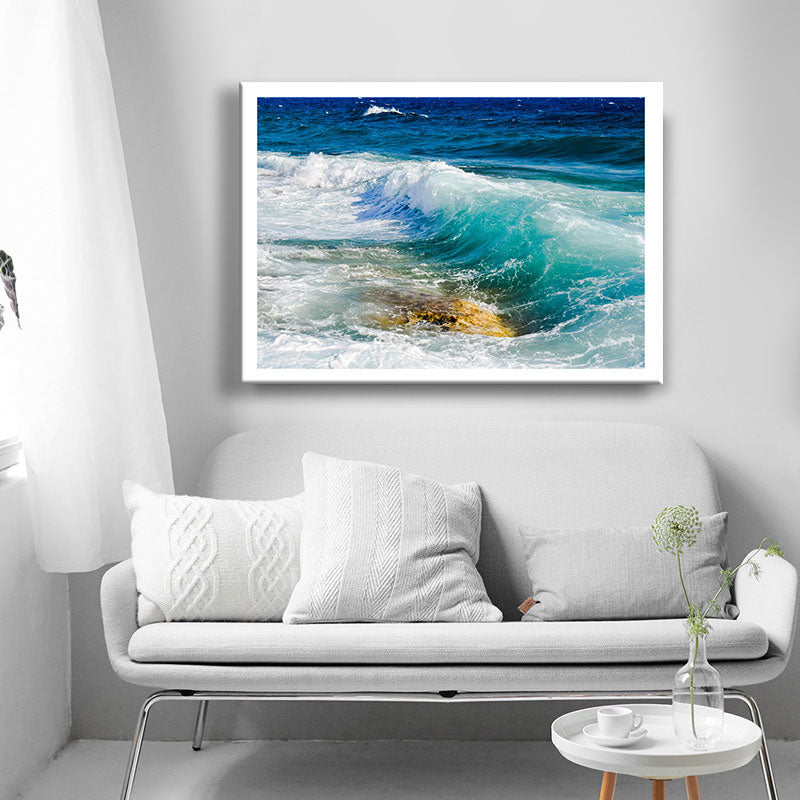 Blue Sea Surge Canvas Art Ocean Scenery Tropix Textured Wall Decor for Living Room