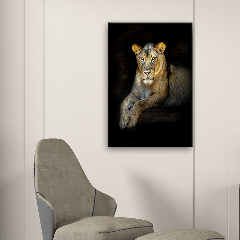 Photography Wild Animals Wall Art Decor for Living Room, Dark Color, Textured Surface