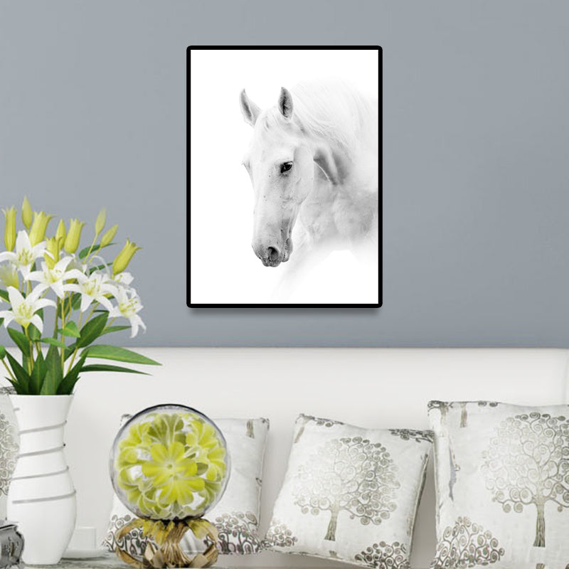 Horse Head Wall Art Decor Textured Surface Modernist House Interior Canvas Print