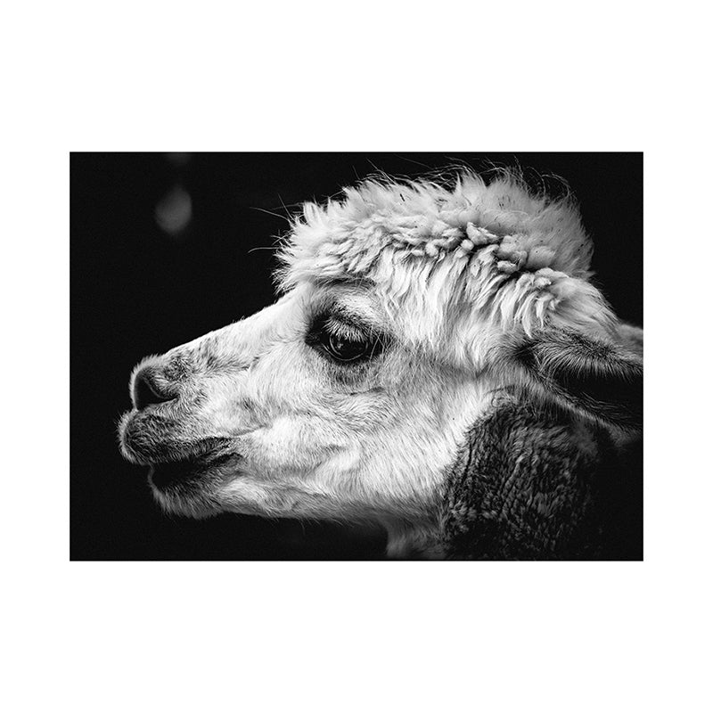 Sheep Head Canvas Wall Art for Bedroom Animal Print Wall Decoration in Grey, Texture