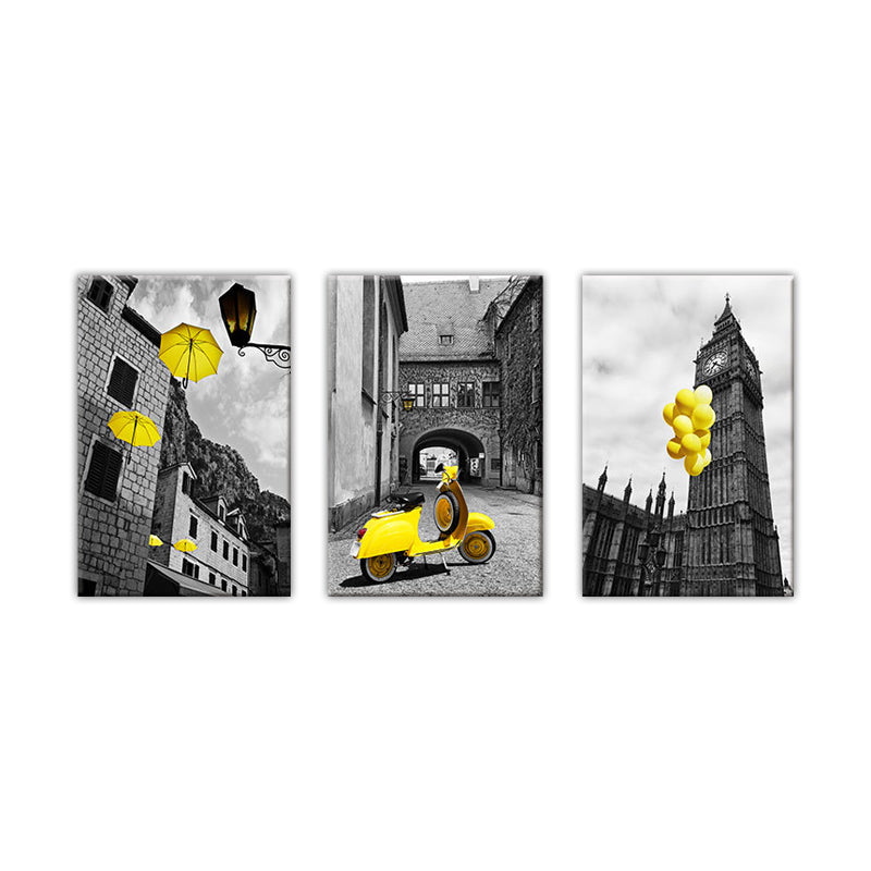 Modern Ancient Architecture Art Print Yellow and Grey House Interior Wall Decoration