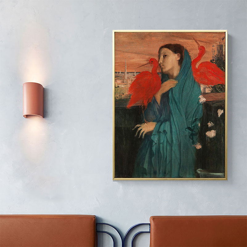 Oil Painting Maiden Art Retro Canvas Textured Wall Print in Soft Color, Multiple Sizes