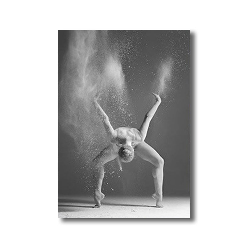 Contemporary Wall Art Decor Grey Dancing Girl Wrapped Canvas for Bedroom, Multiple Size Available