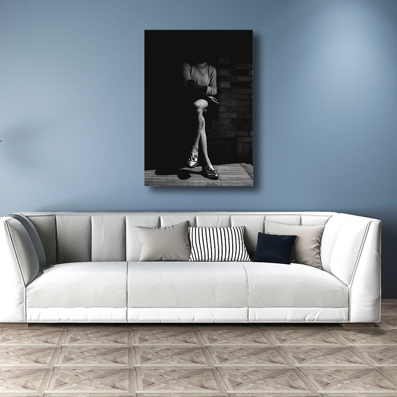 Photographs Modernist Canvas Wall Art Sitting Woman in Black, Multiple Size Options