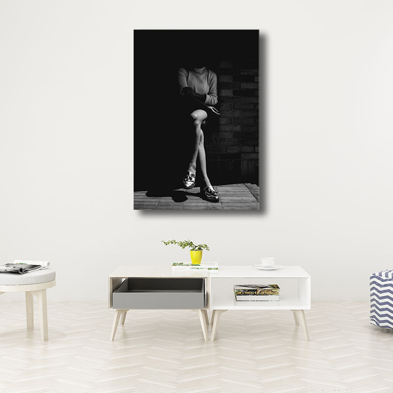 Photographs Modernist Canvas Wall Art Sitting Woman in Black, Multiple Size Options