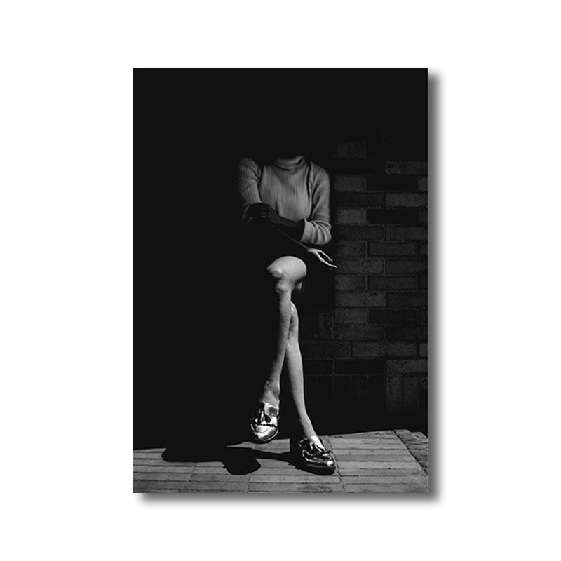 Photographs Modernist Canvas Wall Art Sitting Woman in Black, Multiple Size Options