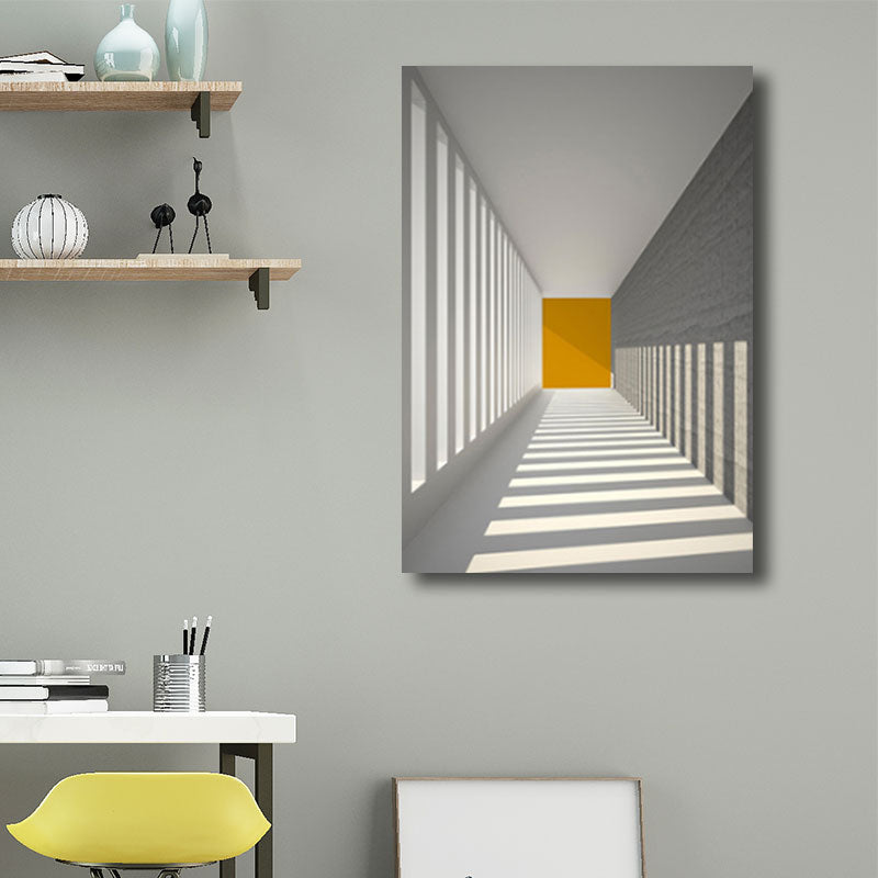 Corridor Building Canvas Print Simplicity Textured Wall Art Decor in Light Color