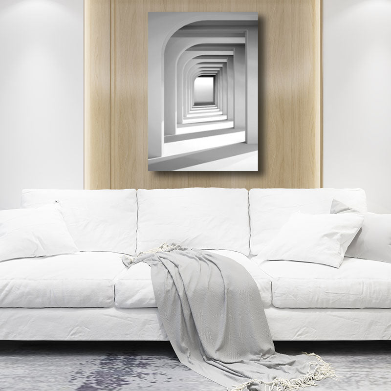 Corridor Building Canvas Print Simplicity Textured Wall Art Decor in Light Color