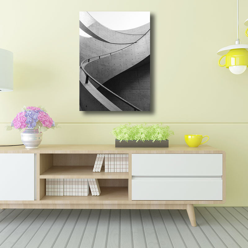 Simplicity Building Wall Decor Grey Wrapped Canvas for Study Room, Multiple Size Options