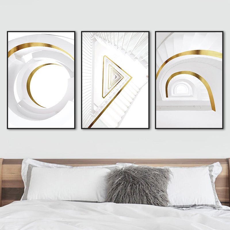 Large Building Inside Decorative Canvas Minimalist for Great Room Wall Art Print in White