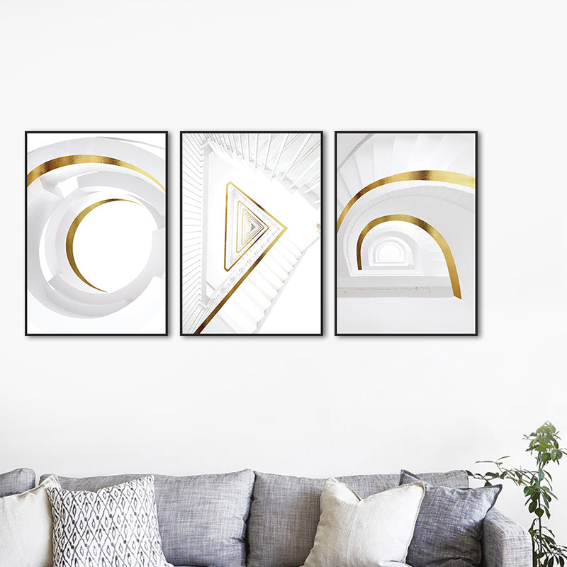 Large Building Inside Decorative Canvas Minimalist for Great Room Wall Art Print in White