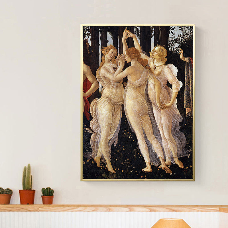 Vintage Style Pregnant Woman Painting Canvas Brown Revival Religion Wall Art Print