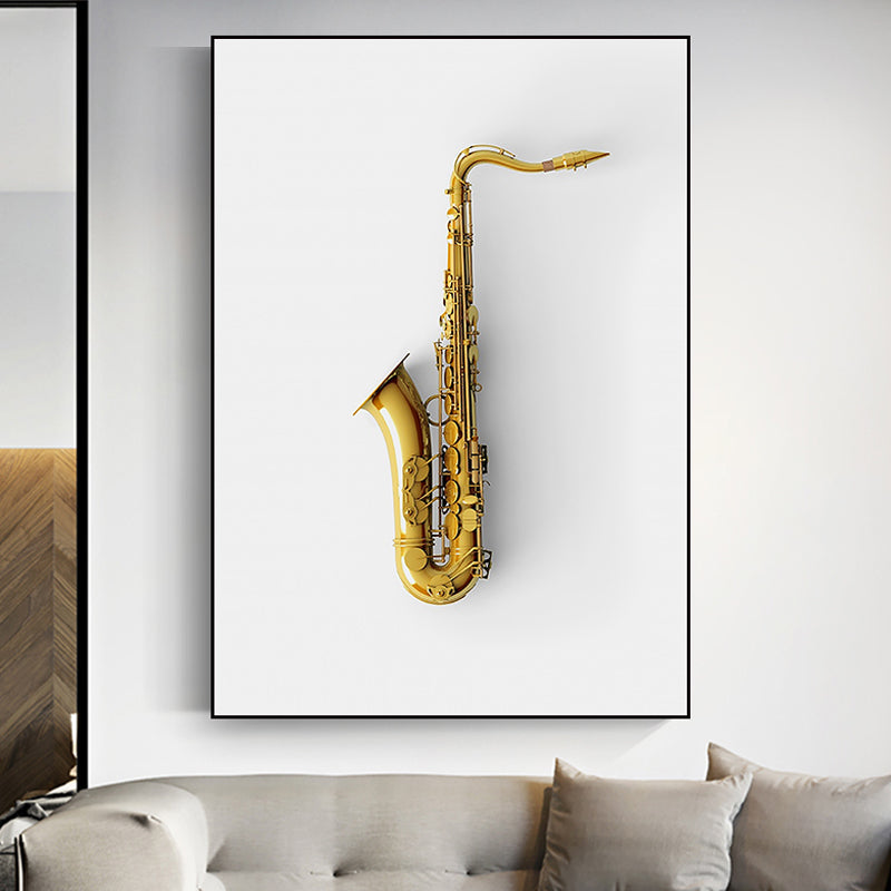 Gold Saxophone Wall Art Decor Music Modernist Decorative Canvas Prints for Great Room