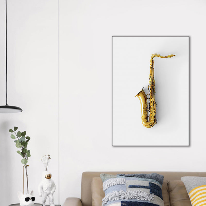 Gold Saxophone Wall Art Decor Music Modernist Decorative Canvas Prints for Great Room