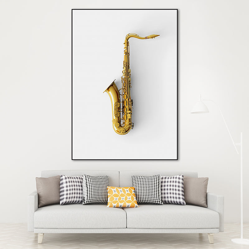 Gold Saxophone Wall Art Decor Music Modernist Decorative Canvas Prints for Great Room