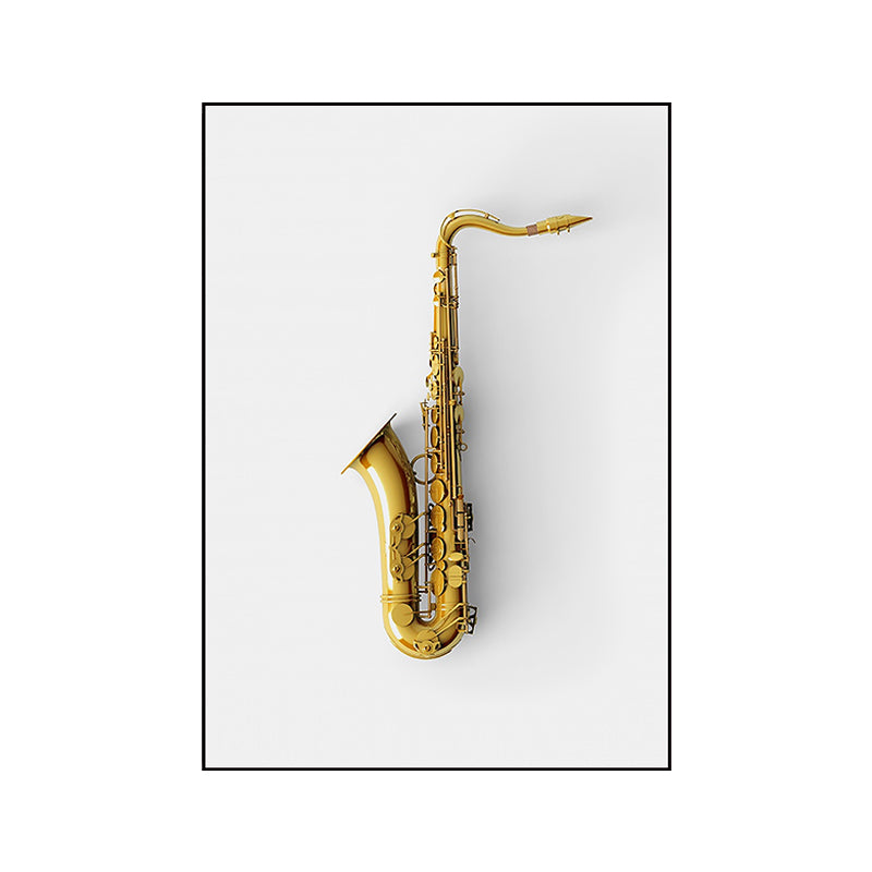 Gold Saxophone Wall Art Decor Music Modernist Decorative Canvas Prints for Great Room