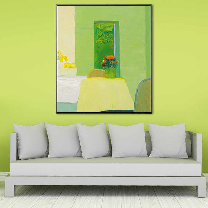 Green Flower Pot Painting Textured Wall Art Decor for Living Room, Multiple Sizes