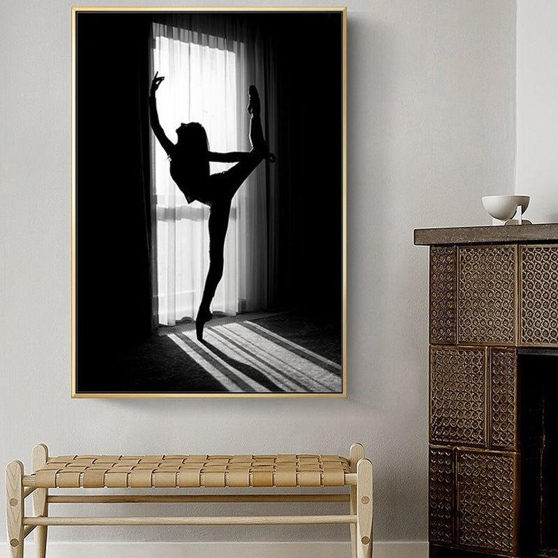 Dancing Girl Wrapped Canvas for Study Room Wall Art Decor in Black, Multiple Size Available