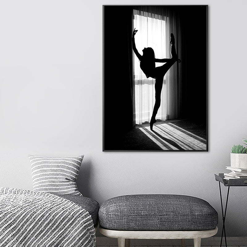 Dancing Girl Wrapped Canvas for Study Room Wall Art Decor in Black, Multiple Size Available